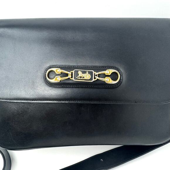 Celine Vintage Black Leather Horsebit Shoulder Bag | Box Calf | Gold Hardware - Picture 5 of 14